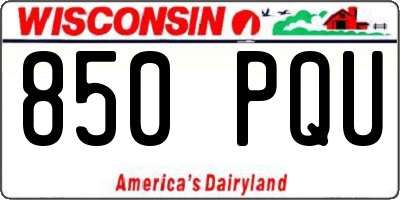 WI license plate 850PQU