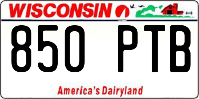 WI license plate 850PTB