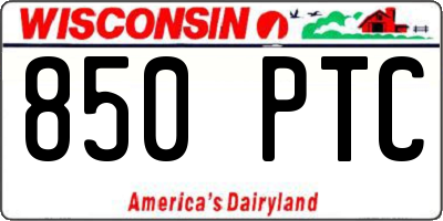 WI license plate 850PTC