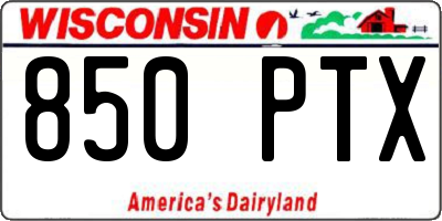 WI license plate 850PTX