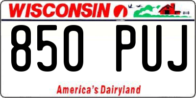 WI license plate 850PUJ