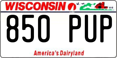 WI license plate 850PUP