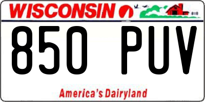 WI license plate 850PUV