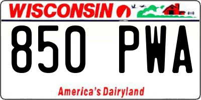 WI license plate 850PWA