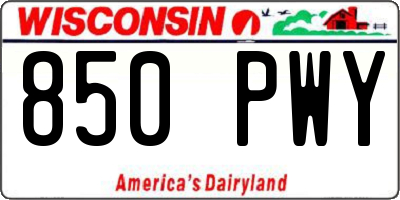 WI license plate 850PWY