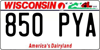WI license plate 850PYA