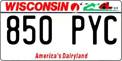 WI license plate 850PYC