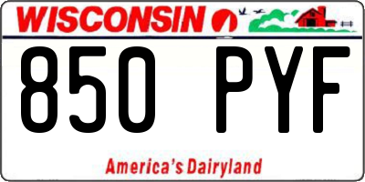 WI license plate 850PYF