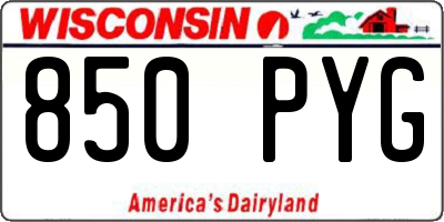 WI license plate 850PYG