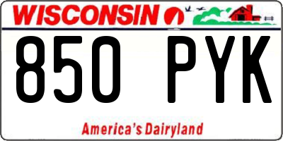 WI license plate 850PYK