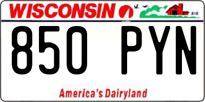 WI license plate 850PYN