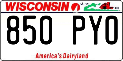 WI license plate 850PYO