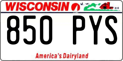 WI license plate 850PYS