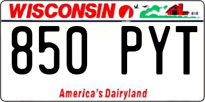 WI license plate 850PYT