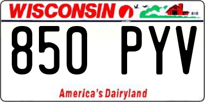 WI license plate 850PYV
