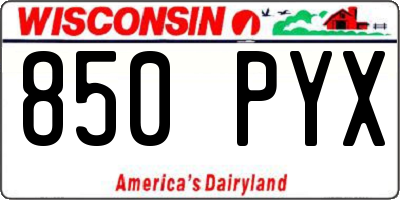 WI license plate 850PYX