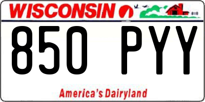 WI license plate 850PYY