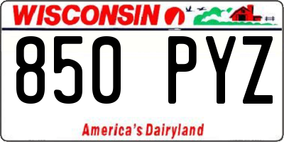 WI license plate 850PYZ
