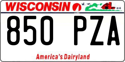 WI license plate 850PZA