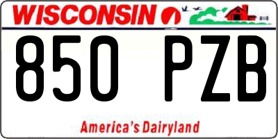 WI license plate 850PZB