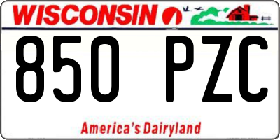 WI license plate 850PZC
