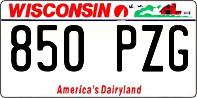 WI license plate 850PZG