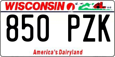 WI license plate 850PZK