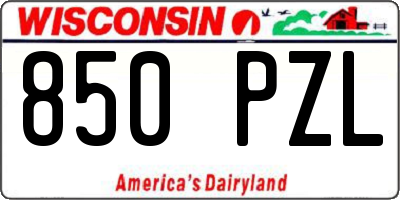 WI license plate 850PZL