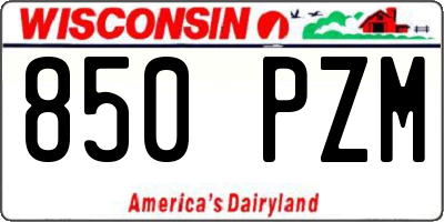 WI license plate 850PZM