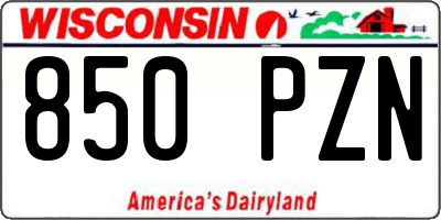 WI license plate 850PZN