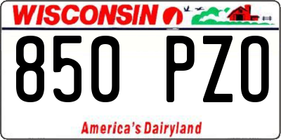 WI license plate 850PZO
