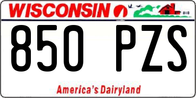 WI license plate 850PZS