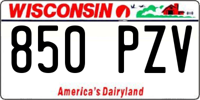 WI license plate 850PZV