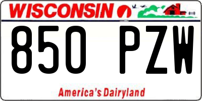 WI license plate 850PZW