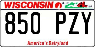 WI license plate 850PZY