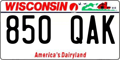 WI license plate 850QAK