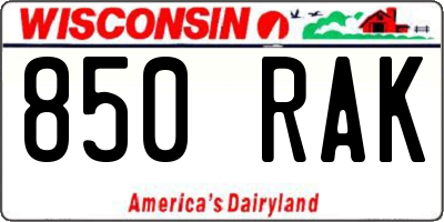 WI license plate 850RAK