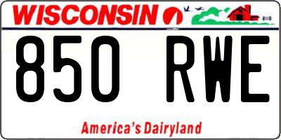 WI license plate 850RWE