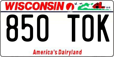 WI license plate 850TOK