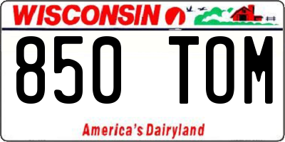 WI license plate 850TOM