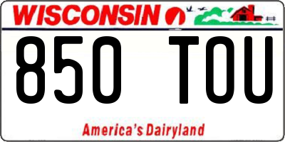 WI license plate 850TOU