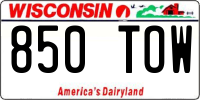 WI license plate 850TOW