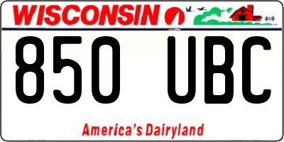 WI license plate 850UBC