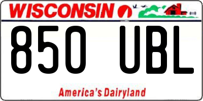 WI license plate 850UBL