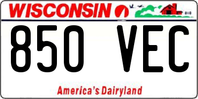 WI license plate 850VEC
