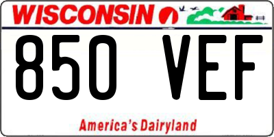 WI license plate 850VEF