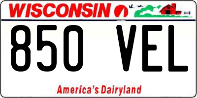 WI license plate 850VEL