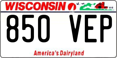 WI license plate 850VEP