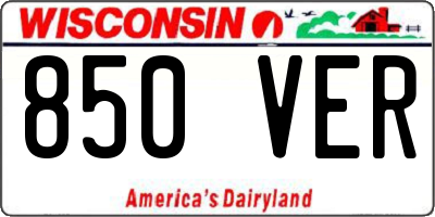 WI license plate 850VER