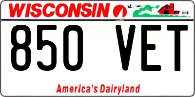 WI license plate 850VET